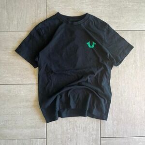 True Religion black t-shirt with green logo